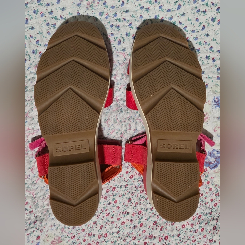 Sorel Leather Sandals with Pink and Orange Straps - Picture 10 of 12